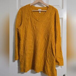 Cable Knit Mustard Sweater Dressbarn 2X Plus Size